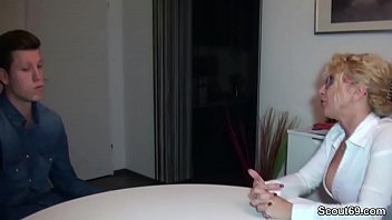 free fucked horny mom helps young boy with his first fuck video