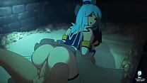 free aqua from konosuba rides cock in her ass video