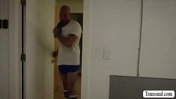 free po sexy shemale barebacked by her gym buddy video